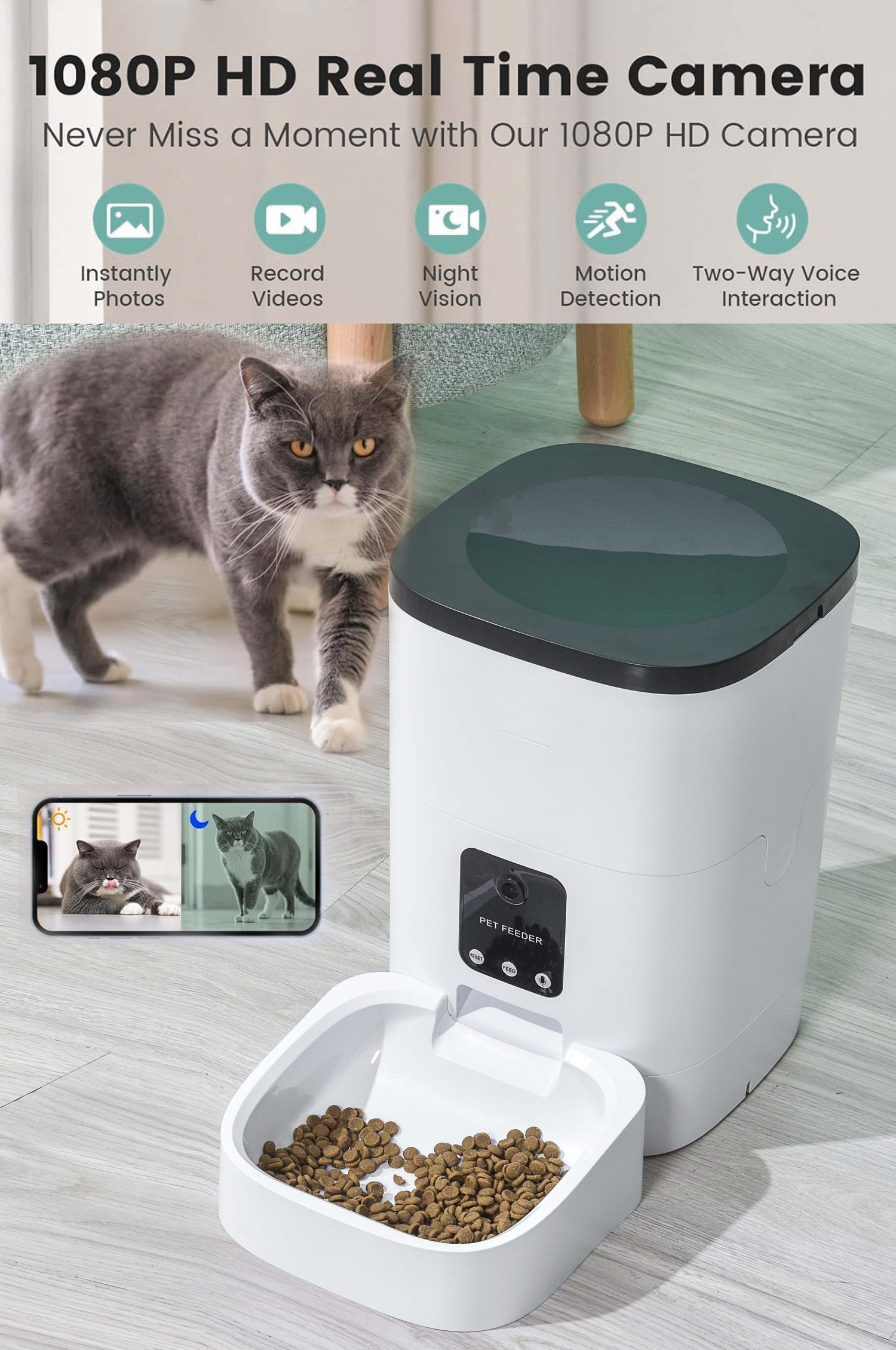 "Smart Pet Feeder with Camera and App Control 