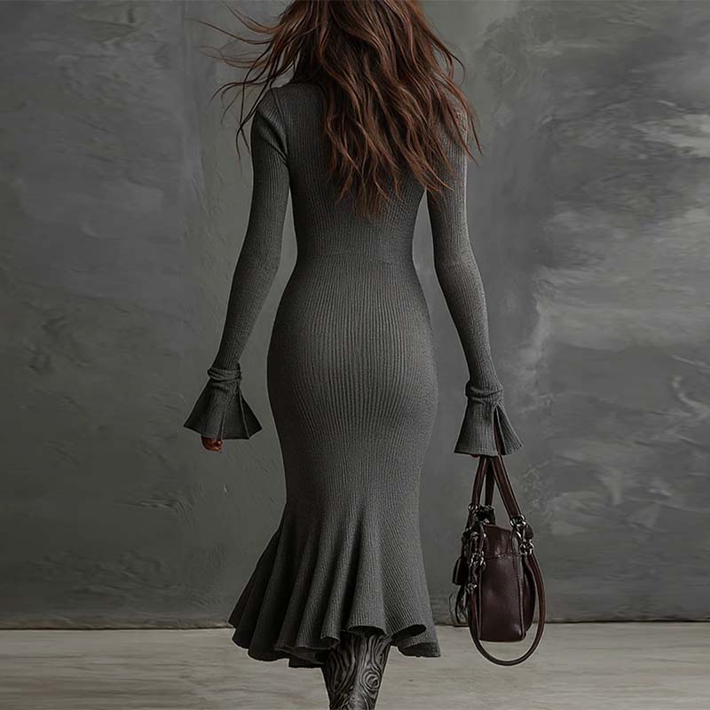 Maya Ribbed Knit Midi Dress