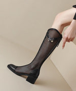 Tulle Suede Knee Boots