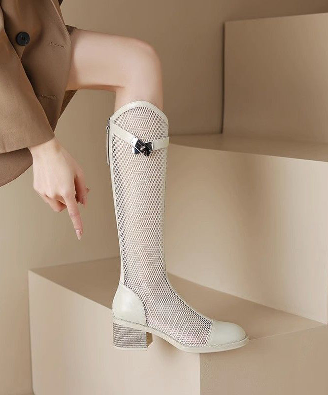 Tulle Suede Knee Boots