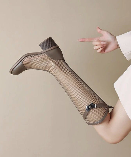 Tulle Suede Knee Boots