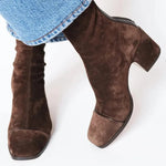 Retro Square Toe Block Heel Boots